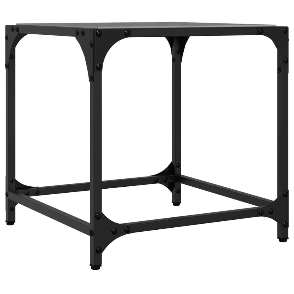  Coffee Table with Black Glass Top, 40x40x40 Cm, Steel