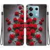 Handmade PU Leather Flip Case for Xiaomi Redmi Note 13 (5G) Anti-Slip Shockproof Cover with Wrist Strap & Heart/Rose Cat Designs