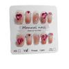 Rose Red Heart Wearable Nails Set: 10 Asymmetrical, Short, Brightening, 3D Fashion Nails for a Girlish Look