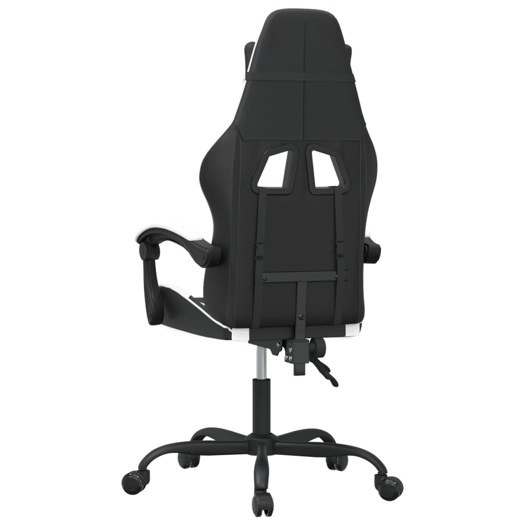Gaming Chair Swivel Black and White Faux Leather