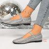 Women's Flat Mary Jane Shoes Woven Pattern Hollow Design Adjustable Buckle Strap Comfortable Casual Footwear for Daily Use