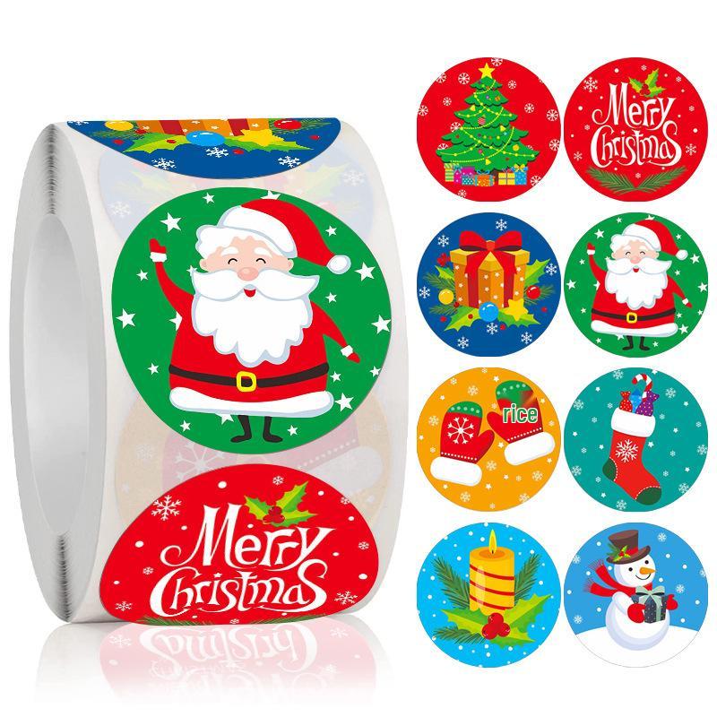 3.8cm Christmas Sticker Roll - Gift Box Sealing Labels for Holiday Decoration