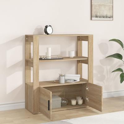 Sideboard In Sonoma Oak Finish 80 X 30 X 90 Cm Particleboard