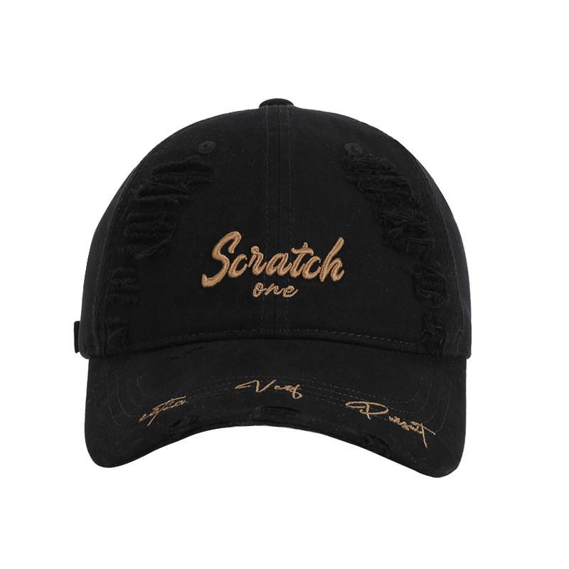Style Distressed Letter Baseball Cap With Sun Protection For Casual Streetwear