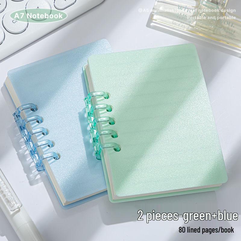 A7 Transparent Minimalist Loose-Leaf Spiral Pocket Notebook, Lined for Single Words