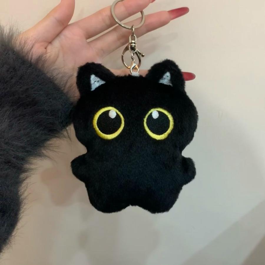1-12pcs Black Cat Plush Toy Keychain 10cm Pendant Cute Plushie Key Chain for Bag Decoration Kawaii Doll for Brithday Gifts