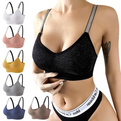 Mulheres esportes colheita topos sem costura roupa interior removível acolchoado camisola lingerie íntima feminina tanque macio camis