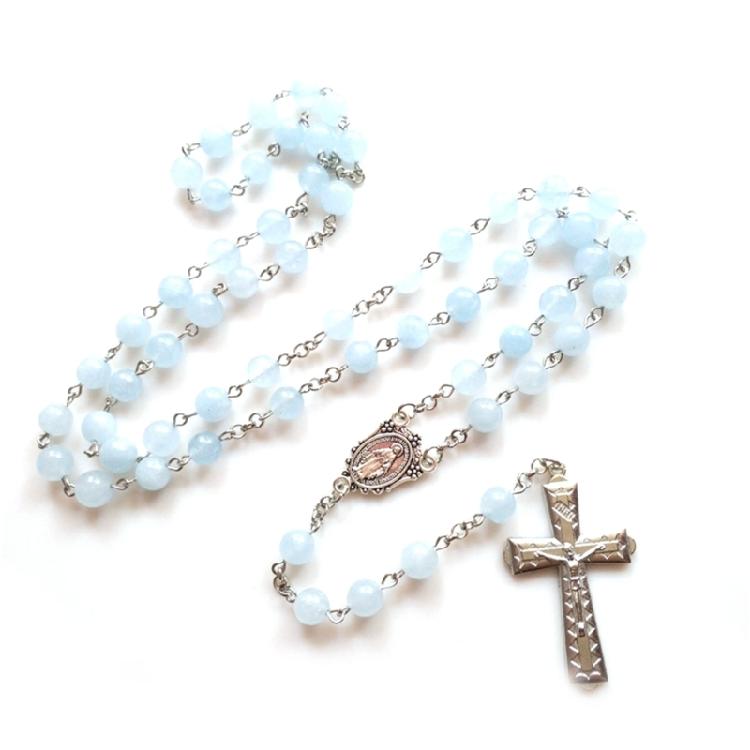 Party Decorations Blue Bead Cross Rosary Necklaces Birthday Wedding Festival 1