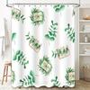 Green Leaves Books Shower Curtain Waterproof Home Decor Fabric Bathroom Wall Hanging White 3D Printing Customizable Size Availab