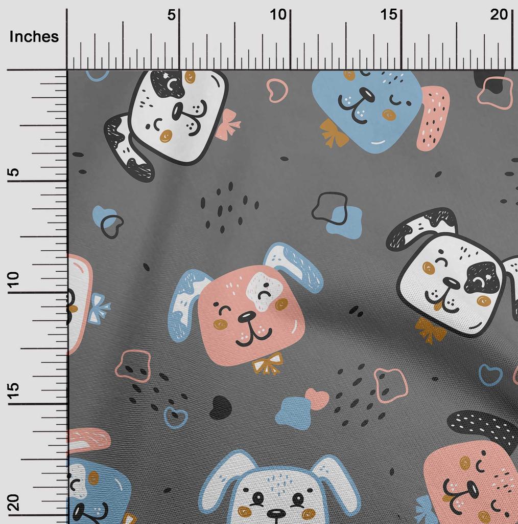 oneOone Cotton Flex Gray Fabric Kawai Craft Projects Decor Fabric Printed By The Yard 40 Inch