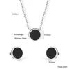 Geometric Round Steel Bead Earrings And Necklace Set Fashion Women Jewelry