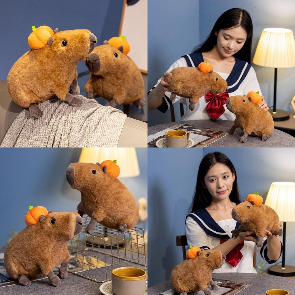 Adorable Orange Capybara Plush Toy Soft Cuddly Stuffed Animal Doll For Kids