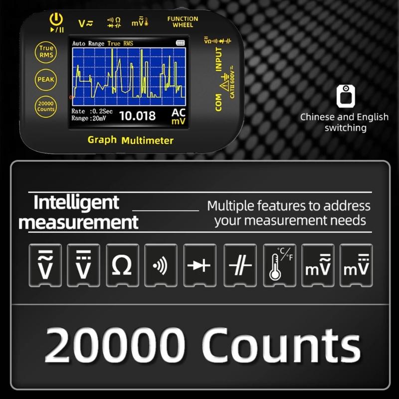 Real Time Waveform Recording Multimeter Temperature Resistance Voltage Continuity Tester High Precisions Multitester