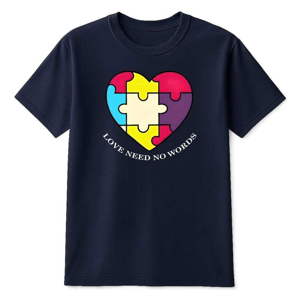 Autism Awareness Quote Puzzle Heart Rainbow Colours Keep ASD Tshirt Tee Top S