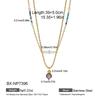 European & American Double-Layer Gray Purple Pearl Necklace, Titanium Steel, Colorfast, 18K Women's Luxury Layered Commuting Accessory