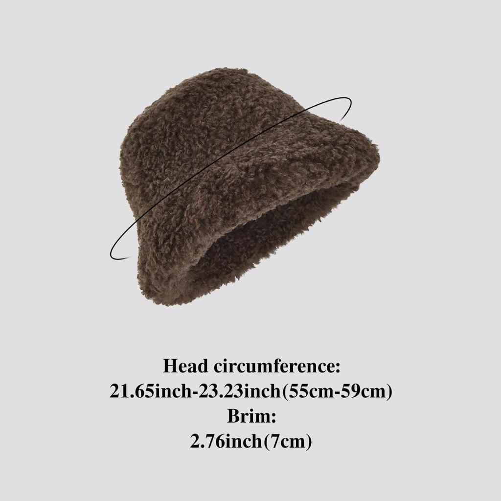 Women's Winter Faux Shearling Bucket Hat, Thickened Windproof Fluffy Fisherman Cap, Warm Cozy Outdoor Hat for Fall Winter