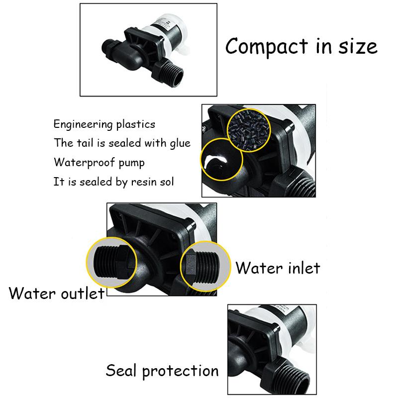 DC 12V 24V Multifunctional Brushless Water Pump IP68 1/2" DN15 - Booster Circulation Pump for Warm Air Water Heater Shower