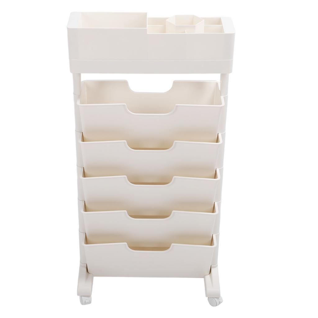 Mobile Bookshelf 3 Drawer Beige Color Multifunctional Movable Storage Book Shelves for School
