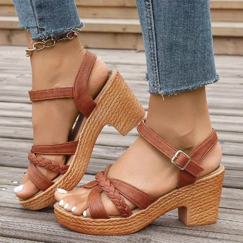 Fashion 2025 Summer New Style Women's Fish Mouth High Heels Plus Size Korean Version Polyester Lining Casual Shoes Wholesale