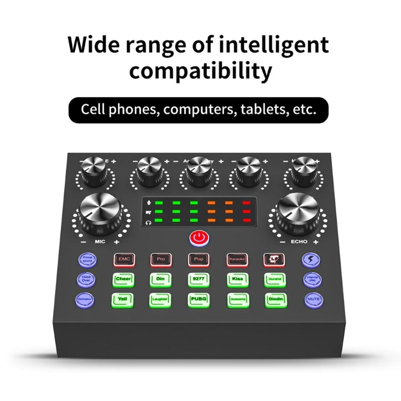 Quality Live Sound Card for Clear Recording Easy Plugs &Play Interfaces Clearly Sound Capturing Easy to Use Sound Mixer