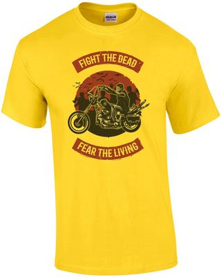 Fight The Dead Fear The Living Motorcycle Biker Zombie T-Shirt