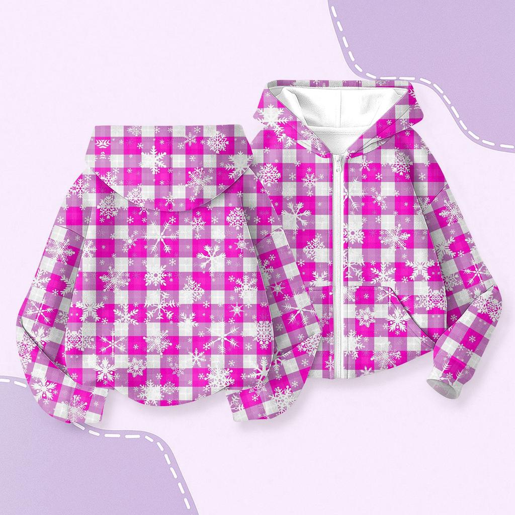 Children's Fashion Christmas Printed Long Sleeved Hooded Sweatshirt, Girls' Hoodie Jacket