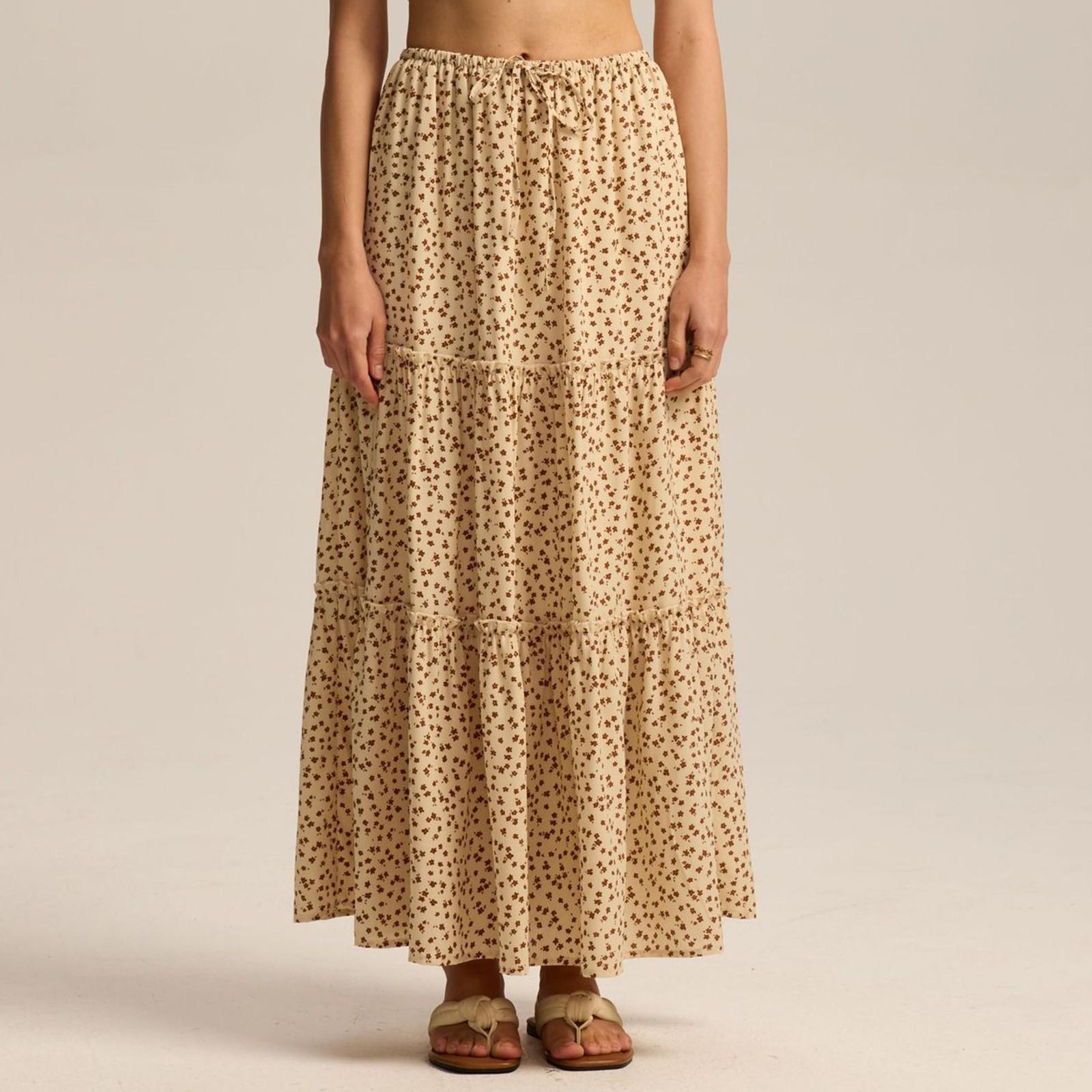 

Женская модная плиссированная юбка с цветочным принтом и эластичным поясом, свободная юбка-трапеция с карманом S