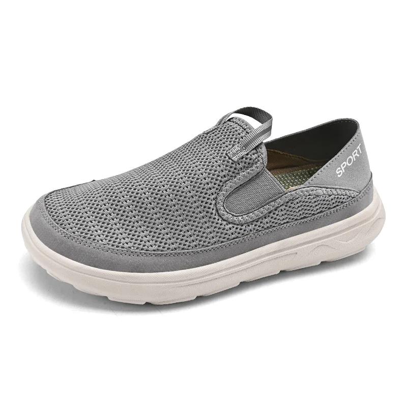 New Men'S Summer New Single Shoes Lightweight Breathable Sports Mesh Shoes Casual Wear Resistant Cloth Shoes