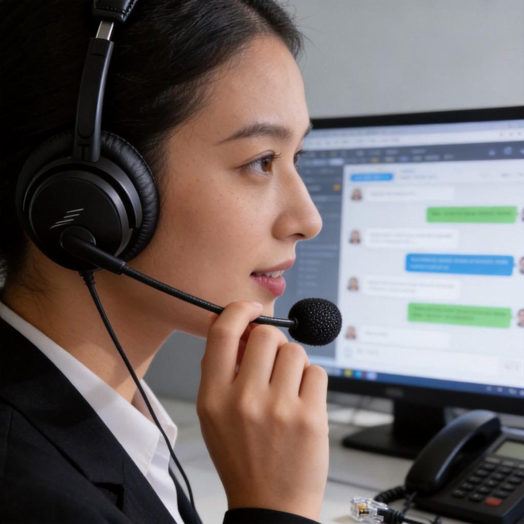 Call Center Headset With Microphone And Adjustable Ear Cushions For Office Communication