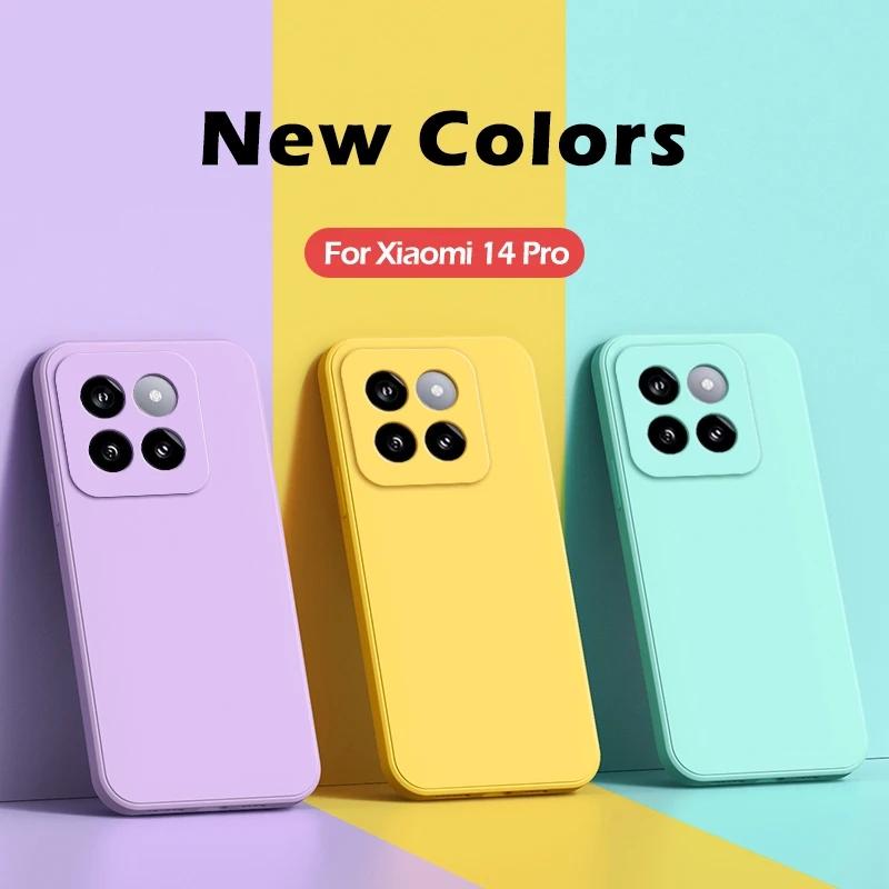 Mi 14 Mi14 Pro Case Square Liquid Silicone Phone Cases For Xiaomi Mi 12 X 12 Lite Mi 13Pro Mi14Pro Xiaomi13T Pro Soft Back Cover