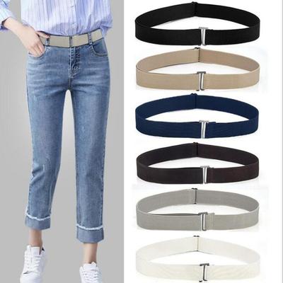 Women No Show Invisible Belt Elastic Stretch Waist Belt with Flat Buckle