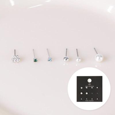 Daily Cubic Pearl (Flower) 12-Set Earrings