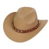Women Men Western Cowboy Hat, Wide Curved Brim Felt Cowgirl Hat, Vintage Jazz Riding Hat, Removable Hat Belt, Head Circumference 56‑58cm
