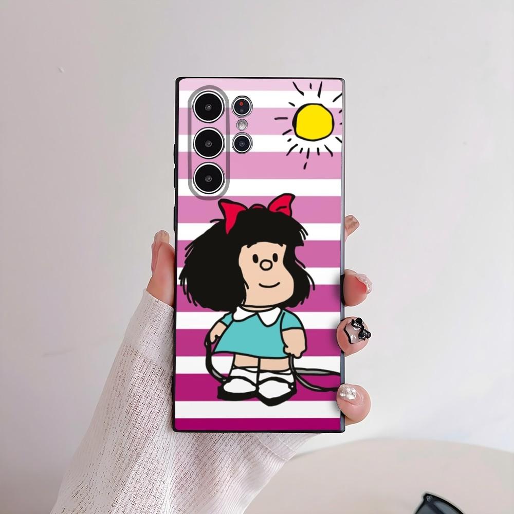 Cartoon M-Mafalda Cute Girl Phone Case For Samsung Galaxy S25 S24 S22 S23 Ultra S21 S20 Plus 5G Frosted Non-Slip Full Soft Cover