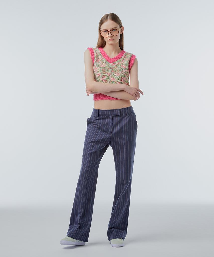 INSTANTFUNK Striped Semi-Bootcut Pants - Navy