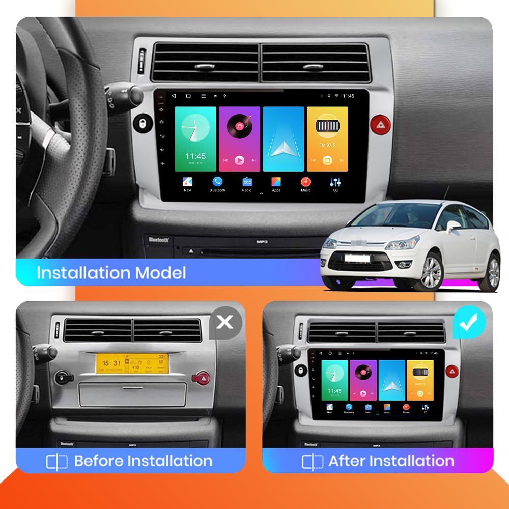 Autoradio Android Auto Carplay Für Citroen C4 C-Triomphe C-Quatre 2004-2009 Multimedia-Player Kopfeinheit Stereo GPS-Navigation BT WIFI 1+16GB