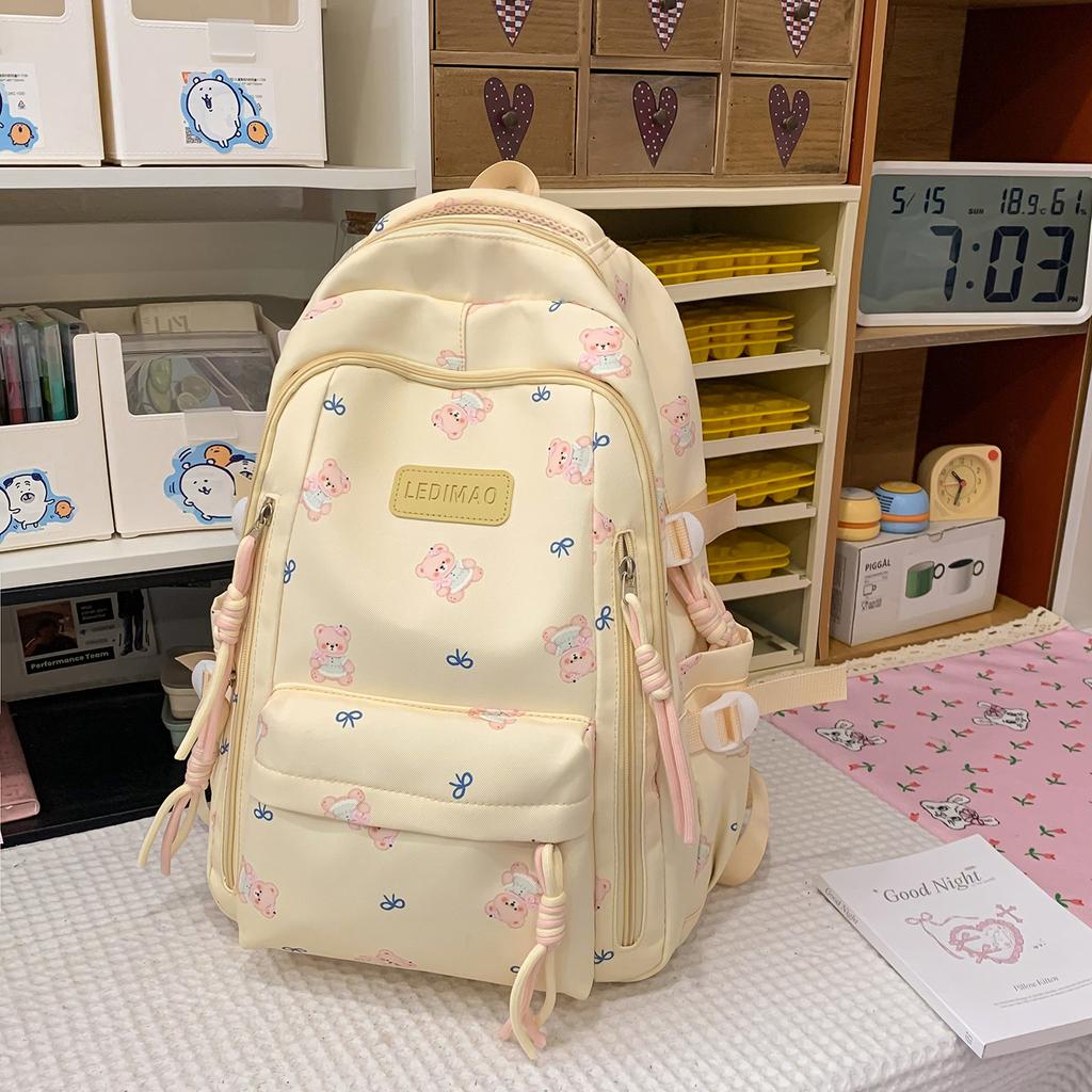 Schoolbag Casual backpack School bag Korean version of simple travel backpack ins Fengsen college style printing large-capacity backpack