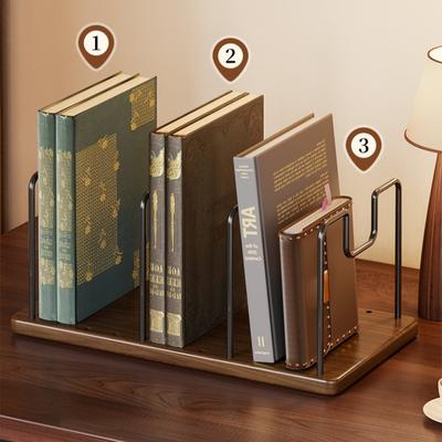 Solid Wood Bookend & Reading Stand, Detachable Book Clip Desktop Bookshelf – File Organizer Rack for Home Office or Study