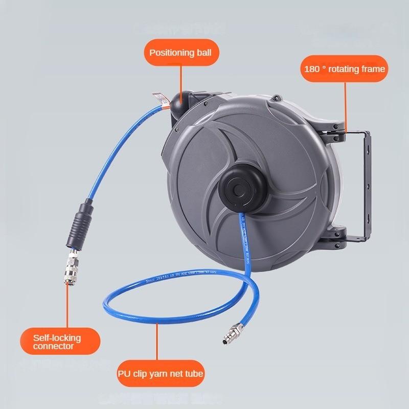 Automotive Repair Tools Automatic Retractable Hose Pipe Reel Wall Mounted Air Tube Winding Device