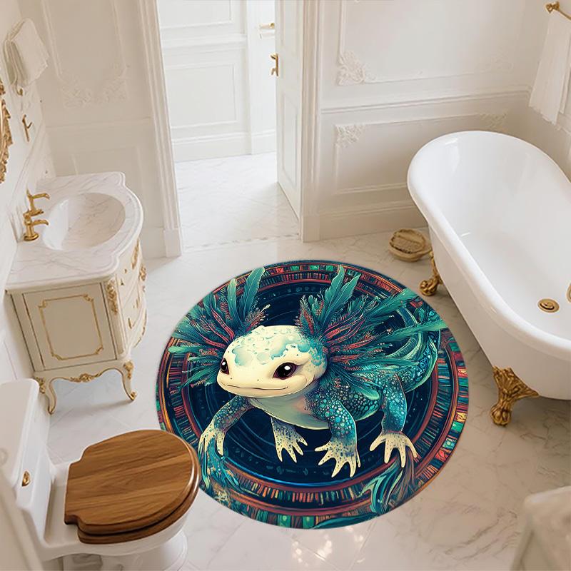 Animals in a Circle Round Area Rug,Carpet Rug for Living Room Bedroom Sofa Playroom Decor,Non-slip Floor Mat