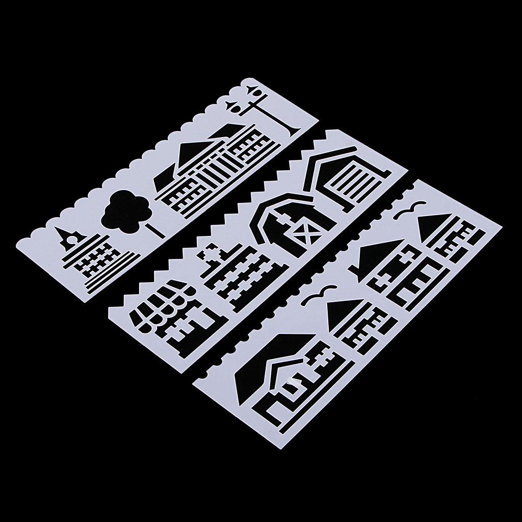 8 Style Journal Drawing Template Stencils Set Scrapbooking DIY Card Flowers