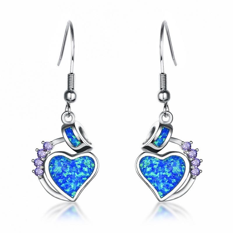 

wihin wind blue white heart + purple diamond earrings versatile earrings. синій