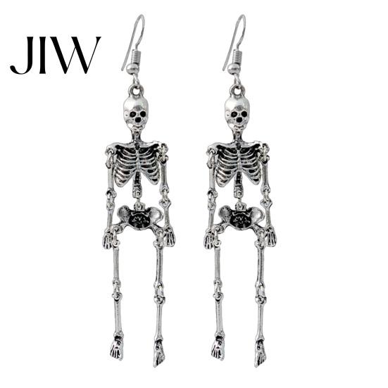 Dangle Drop Earrings 1 Pair Halloween Earrings, Spooky Gothic Skeleton Punk Skull Articulated Jewelry for Women Party Accessories