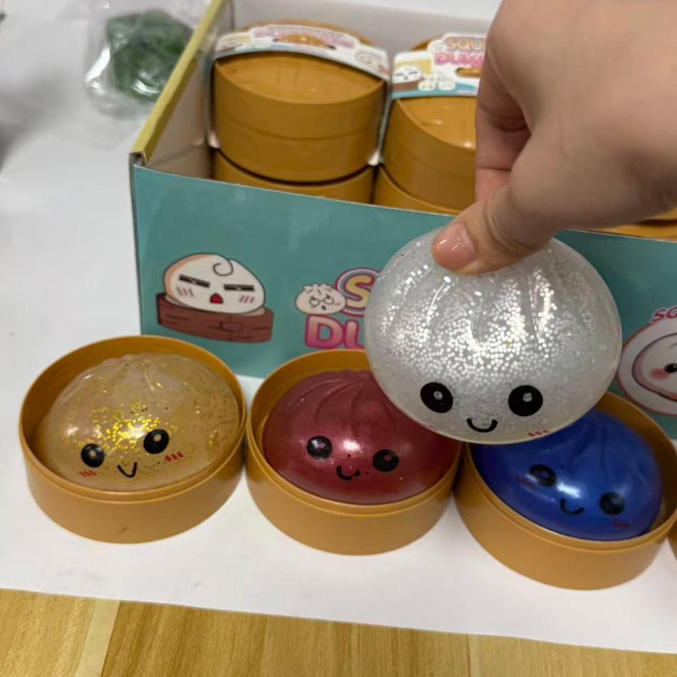 Glitter Dumpling Glitter Dumpling Squishy with Box Dumplings Sensory Squeeze Toy for Stress Relief