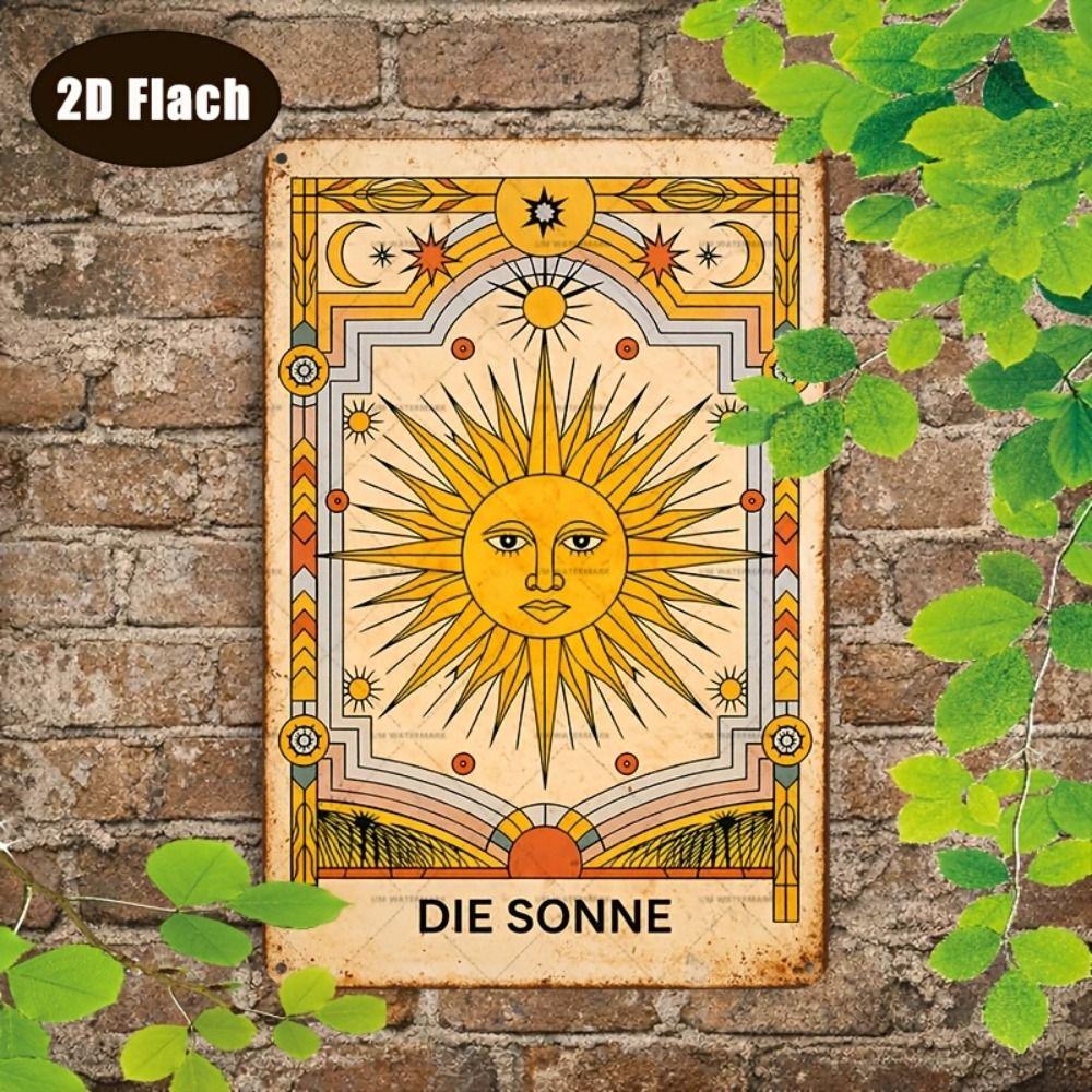 Vintage Sun Moon Boho Metal Wall Art 20x30cm Home Decor Tin Sign