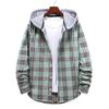 Men Casual Plaid Shirt Hooded Shirts Oversized Casual Shirt Men's Clothes European American Style Handsome Holiday Checked Shirt