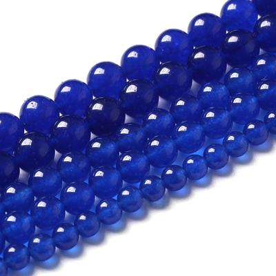 Jades Calcedonia Azul Oscuro Piedra Natural 15" Lisas Sueltas Espaciadoras 4/6/8/10/12mm para Fabricación de Joyas DIY Pulseras Abalorios Accesorios