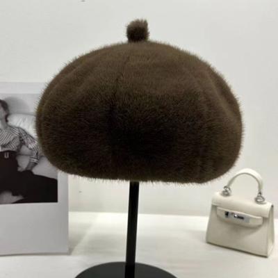 Women Winter Beret French Style Pure Color Keep Warm Daily Wear Photography Octagonal Cap