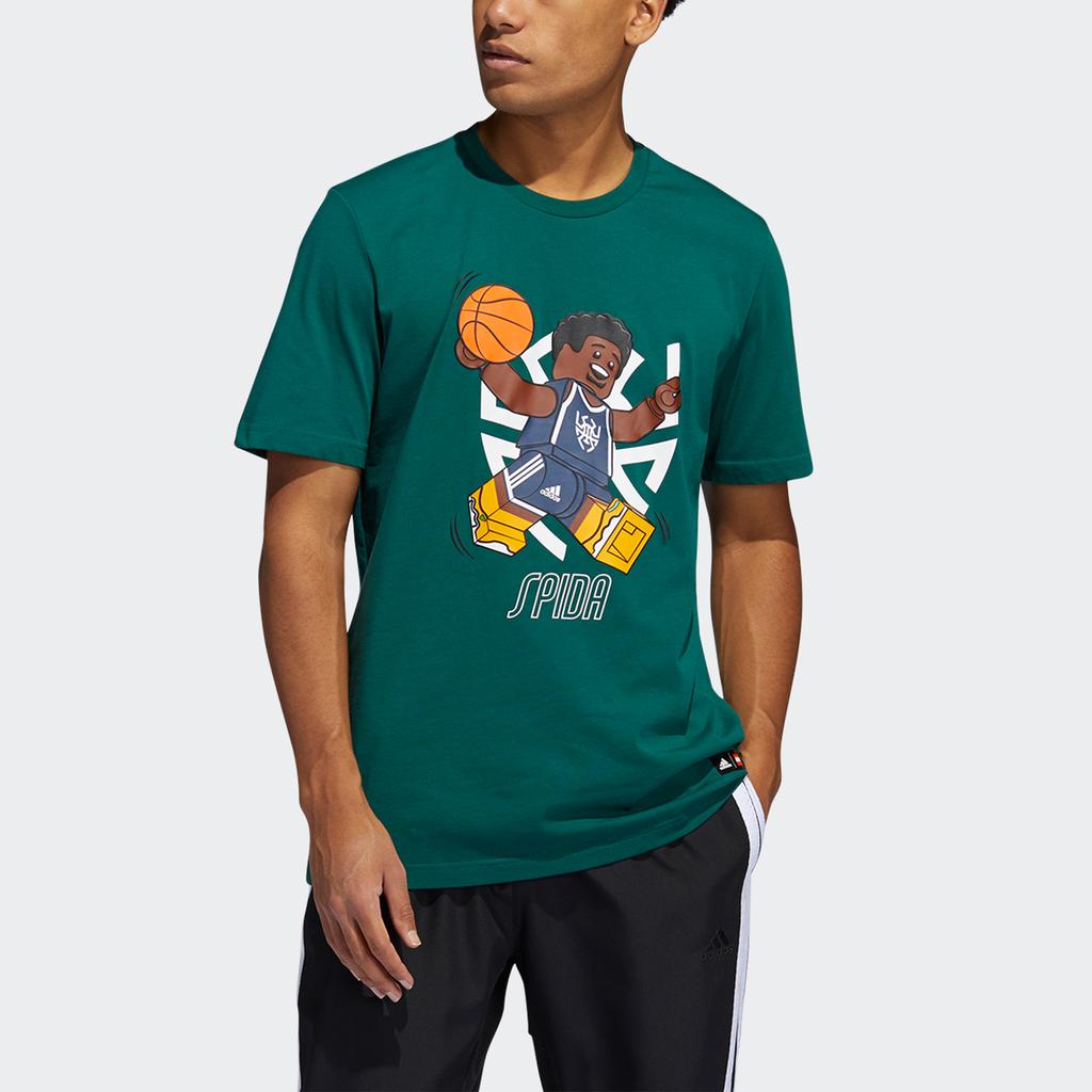 adidas X Lego Co-Branded Dame Basketball Print Tee Men Tops Green GU2716