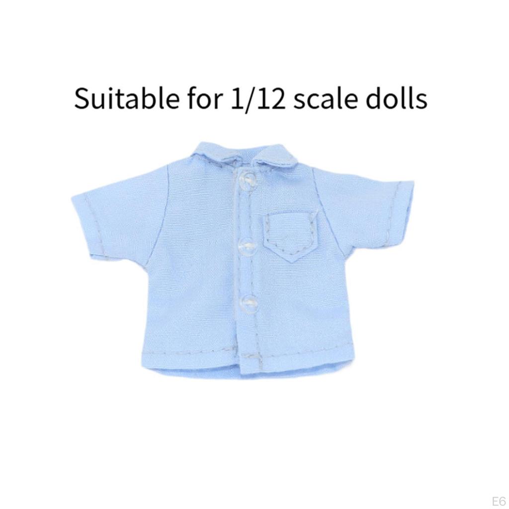 1/12 Scale Figure Short Sleeved Shirt Costume, Miniature Handmade Doll Clothes for 6" Model